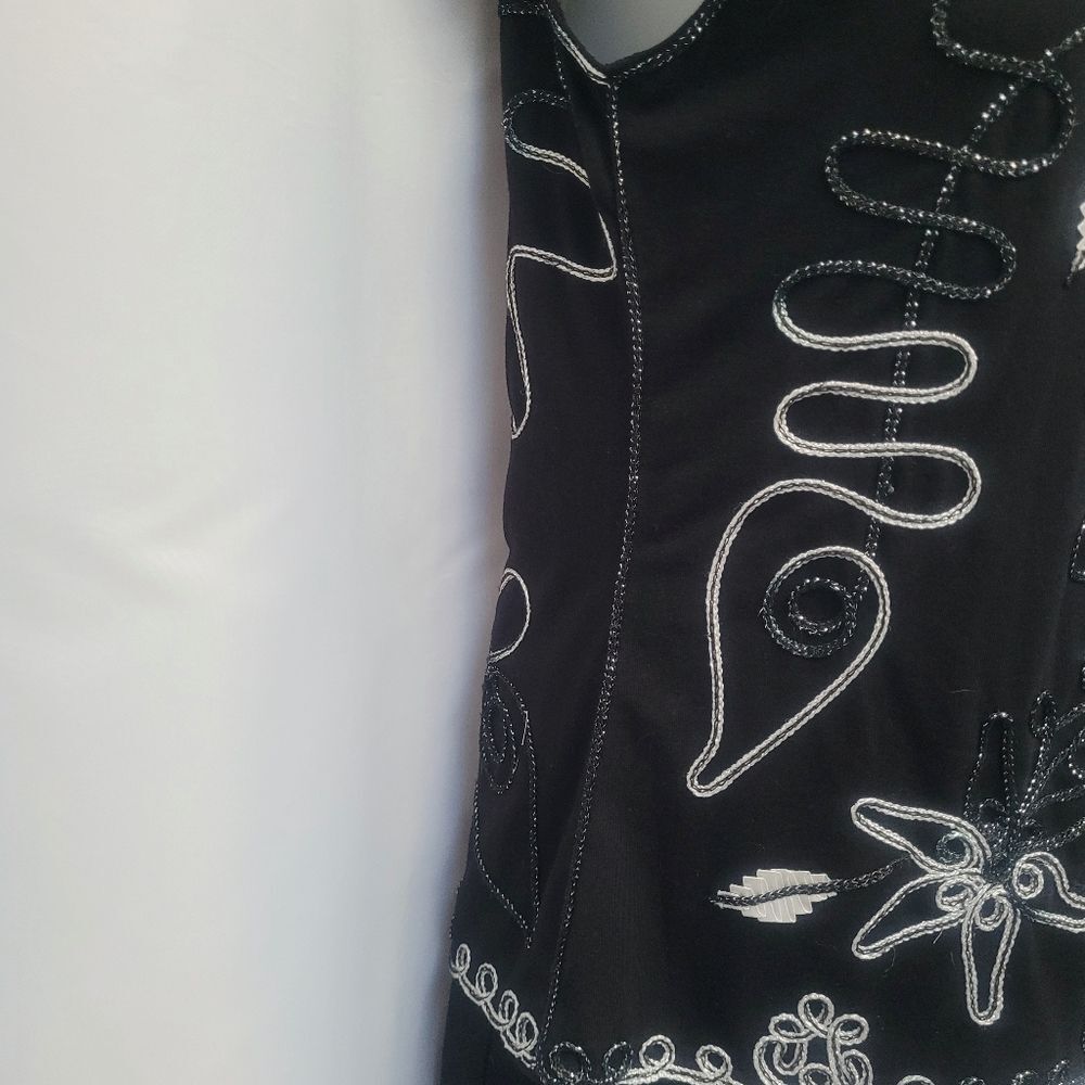 Lauren Michelle Tank Top Sparkle Braided Embellishments Silver Bling Large New - Picture 5 of 9